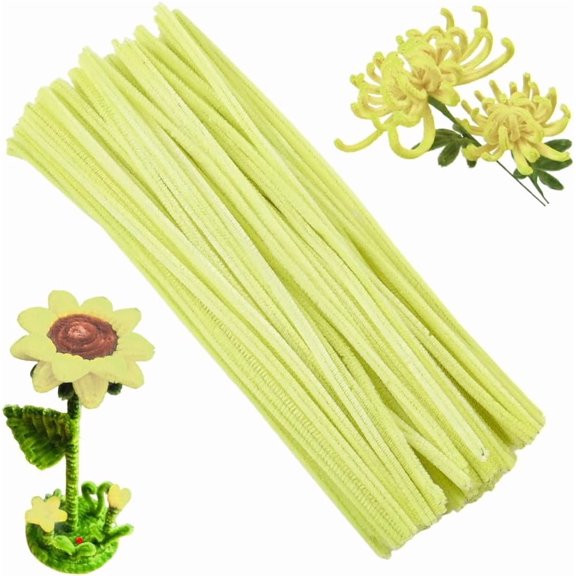 100Pcs DIY Plush Sticks Chenille Stems Pipe Cleaners Craft Material Light Khaki 300x6mm Craft Supplies