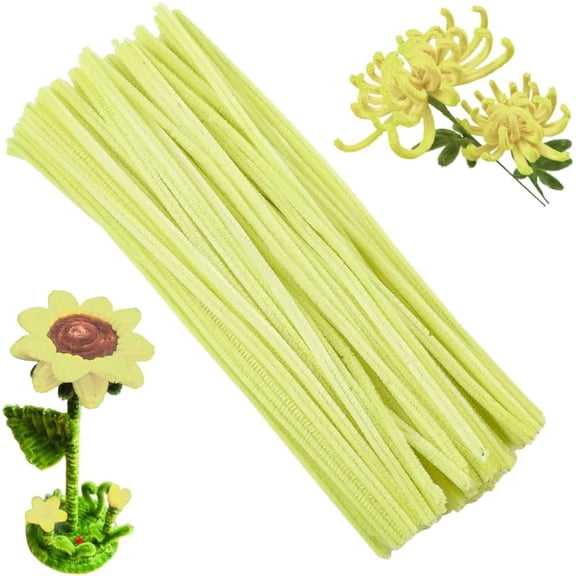 100Pcs DIY Plush Sticks Chenille Stems Pipe Cleaners Kid Craft Material Light Khaki 300x6mm