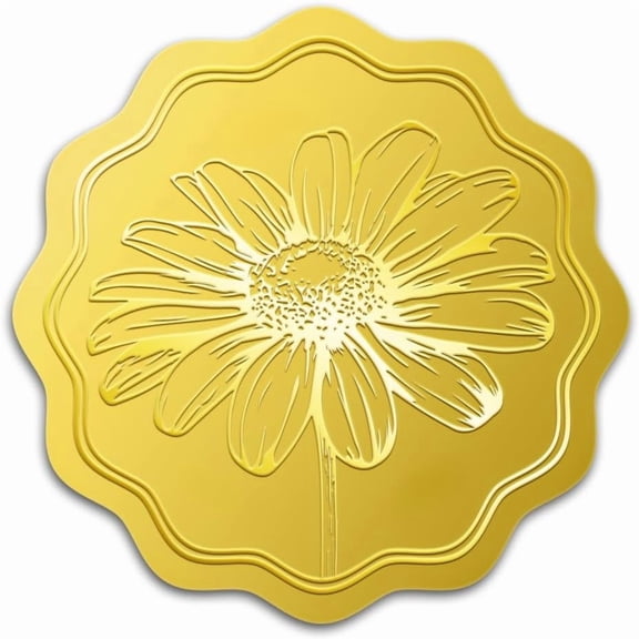 100Pcs Daisy Gold Foil Stickers 2 Inch Blooming Flowers Gold Embossed Envelopes Seals Round Self Adhesive Certificate Seal Labels for DIY Crafts Wedding Party Invitation Greeting Cards Gold