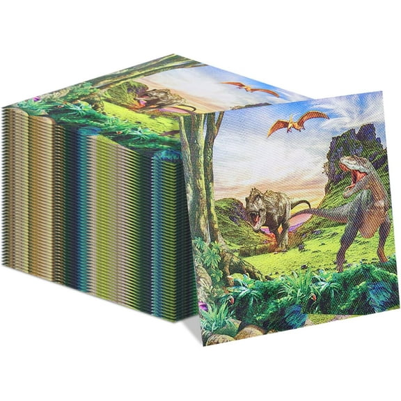 100Pcs Dinosaur Napkins - 13 x 13 Inches Dinosaur Party Decorations Napkins Disposable Dino Paper Napkins for Kids Baby Shower Dinosaur Birthday Supplies