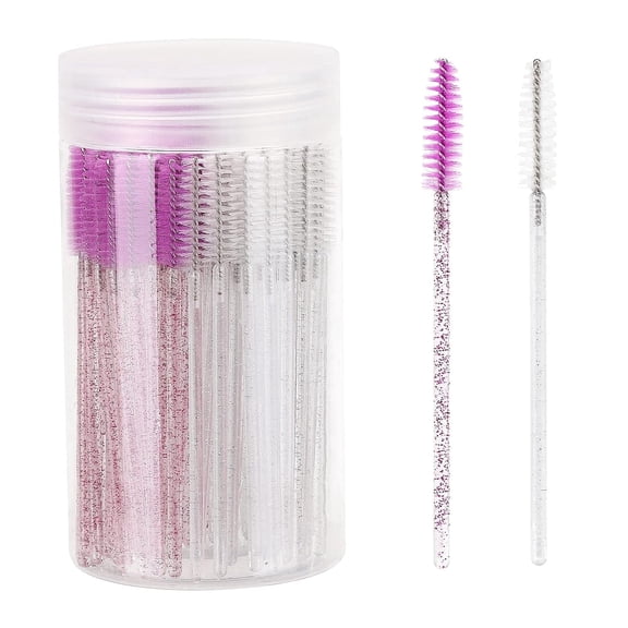 100Pcs Disposable Crystal Eyebrow Brushes with Case for Lash Extensions