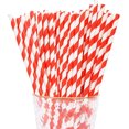 thumbnail image 1 of 100Pcs Disposable Drinking Straws,7.7x0.2In Colorful Straws for Birthday,Red and White Biodegradable Paper Straws for Party,Events and Crafts, 1 of 6