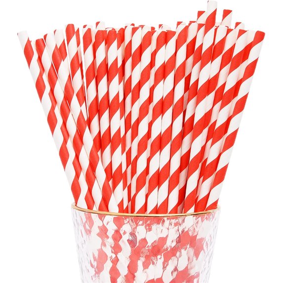 100Pcs Disposable Drinking Straws,7.7x0.2In Colorful Straws for Birthday,Red and White Biodegradable Paper Straws for Party,Events and Crafts