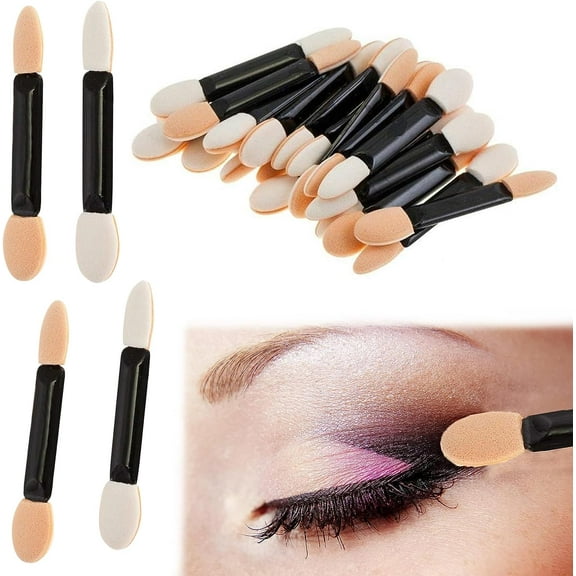 100Pcs Disposable Eyeshadow Applicators Sponge Double Sided Eye Shadow Applicator for Eye Shadow Application Eyebrow Drawing Face Glitter Application Lip Brush Makeup Application