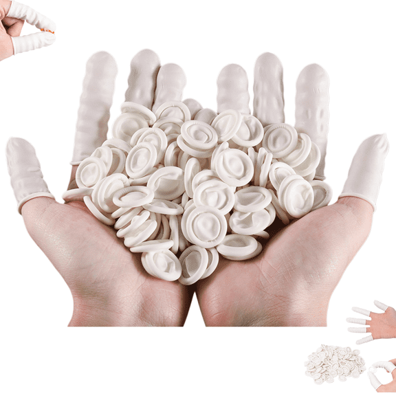 100Pcs Disposable Latex Finger Cots, Anti Static Elastic Protective Finger Covers for General Finger Tip Protection