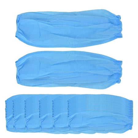 100Pcs Disposable Protective Arm Sleeve Non Woven Fabric Elastic Straps for Household Chores Protection Accessory Breathable Lightweight Blue