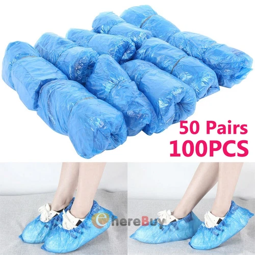 100Pcs Disposable Waterproof Over Shoes Shoe Covers Carpet Cleaning Protectors