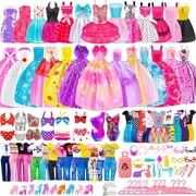 LXUNLN 110PCS Fashion Doll Clothes and Accessories Set for 11.5 Inch Dolls, Dresses, Shoes and Hangers, Doll Wardrobe Dress Up Set for Girls Ages 3+