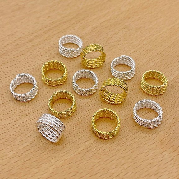 100Pcs Dreadlock Hair Rings Cuffs for Braiding, Gold & Silver