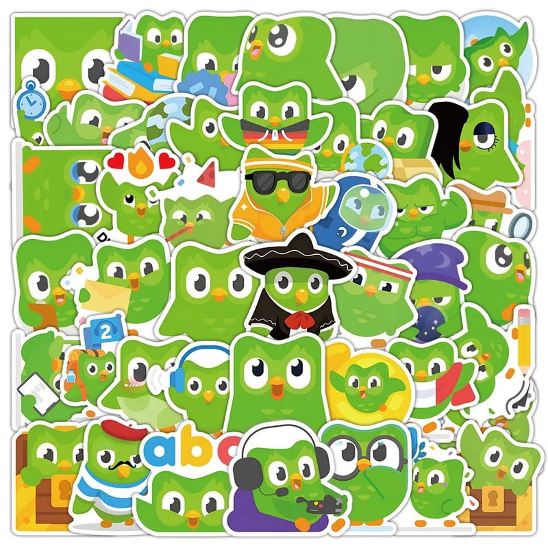 100Pcs Duolingo Stickers for Kids Gifts Water Bottle Cup Laptop