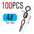 thumbnail image 1 of 100Pcs Durable Stainless Steel Fast Lock Fishing Hanging Snap Swivels With Side Line Clip Connector Fishhooks And Crap 4#, 1 of 8