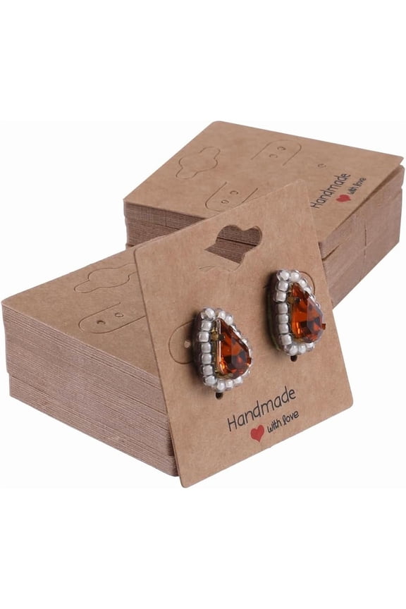 100Pcs Earring Display Card Jewelry Display Cards 1.97 Inch Square Cardboard Necklace Bracelets Earrings Keychains Jewelry Holder Cards for Selling Hanging Showing Jewelry Small Business for DIY