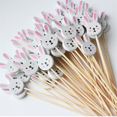 100Pcs Easter Disposable Bamboo Skewers Rabbit Easter Eggs Fruit Fork