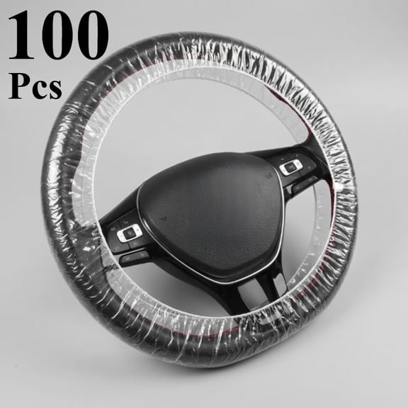 100Pcs Elastic Disposable Steering Wheel Cover, Easy Install Dustproof Protective Sleeve for Car Truck Bus Interior