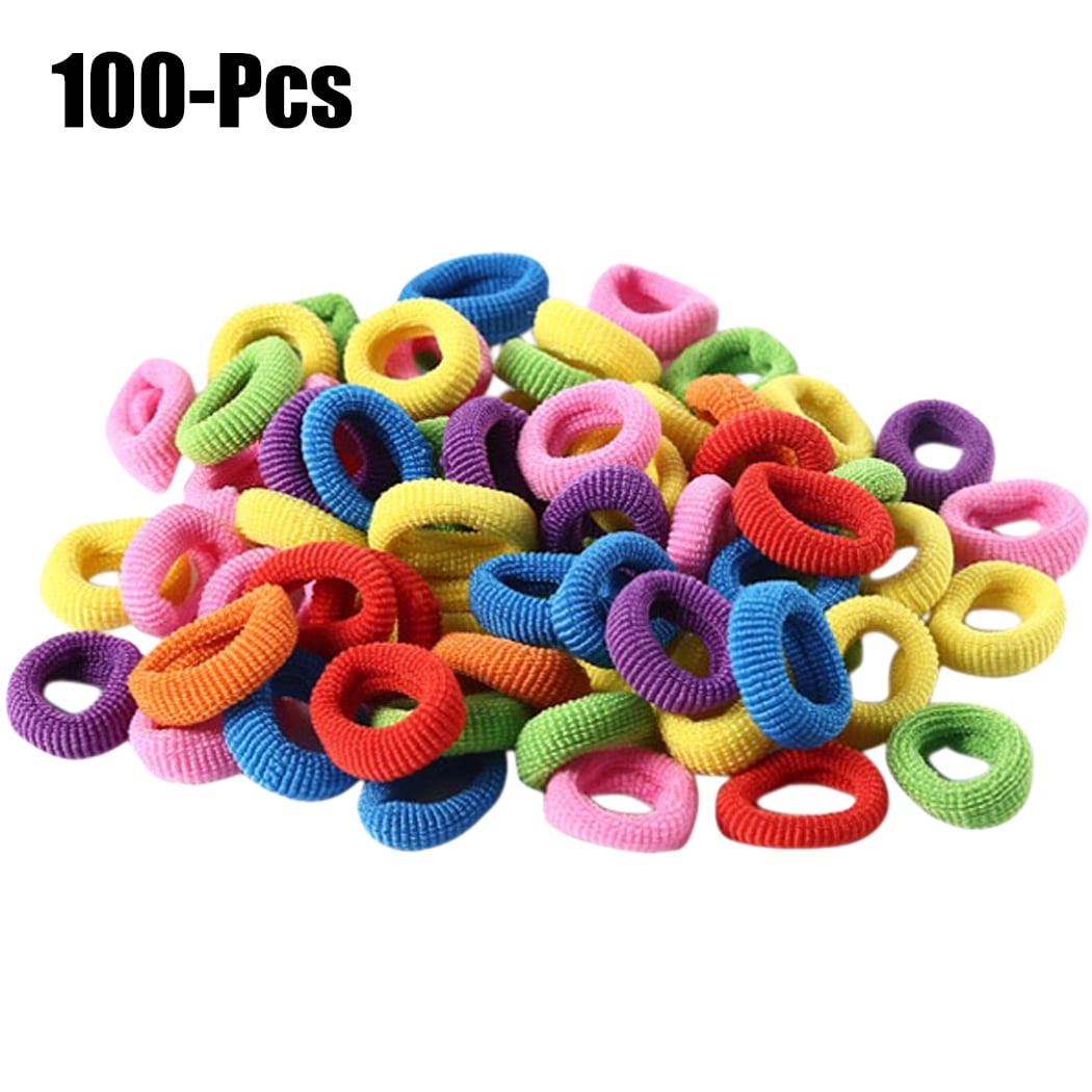BANGCOOL 100Pcs Elastic Hair Ties Assorted No Crease Hair Rope Hair Bands Accessories for Girls Kids