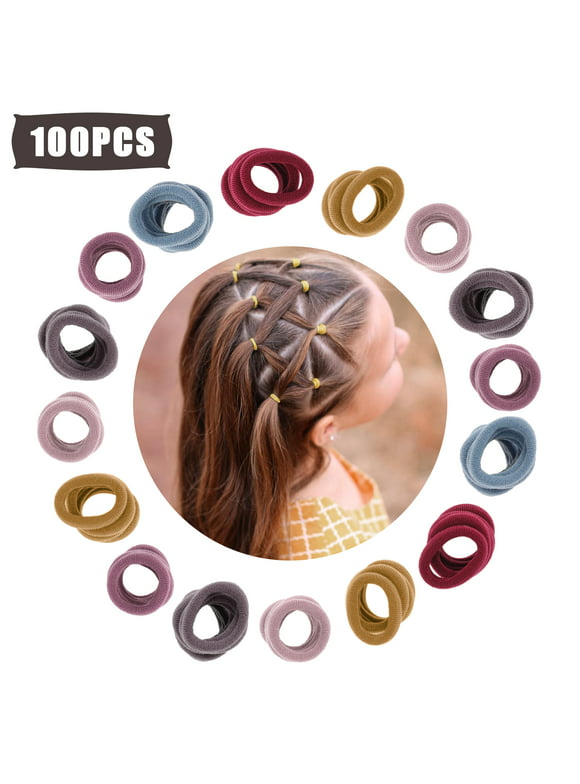 100Pcs Elastic Hair Ties for Baby Girls, Soft Cotton Hair Bands with Multicolor, Small Seamless Hair Scrunchies, Ponytail Holders