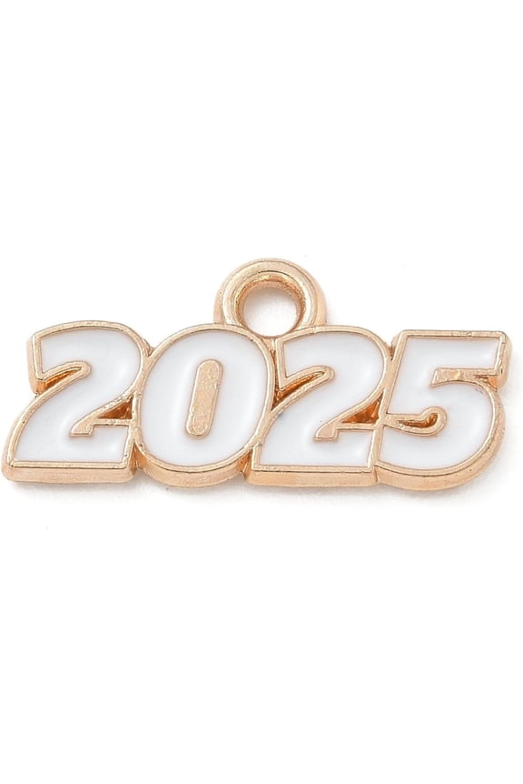 100Pcs Enamel Number Pendant Number 2025 Charm for Jewelry Making 9x18x1.5mm Hole: 1.8mm