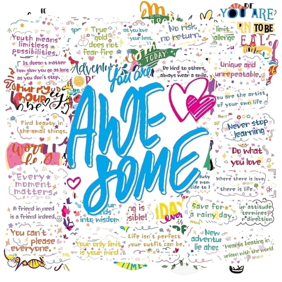 100PCS Encouraging Positive Language Stickers – Uplifting Words & Kind Affirmations for Mental Motivation, Vinyl Decals for Laptops Water Bottles Notebooks Helmets, Gifts for Kids Teens Adults.