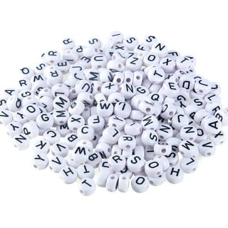 Incraftables 1200pcs Round Letter Beads for Jewelry Making (7mm). A-Z  Letters Black Alphabet for DIY Friendship Bracelets & Crafts. ABC Circle &  Heart