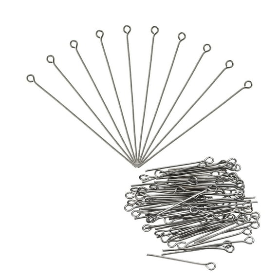 Uxcell 100Pcs Eye Pins Jewelry Findings Eye Pins 60mm Iron Eye Pins for Jewelry Making 21 Gauge Dark Gray