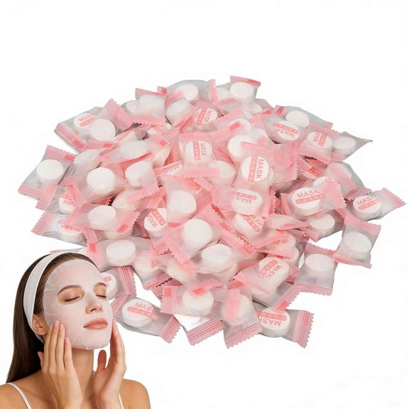 100Pcs Facial Mask Sheets, Compressed Cotton Facial Wrapped Paper, Disposable DIY Mask Paper Beauty Tool for Skin Care, Cotton Masks for Home, Travel
