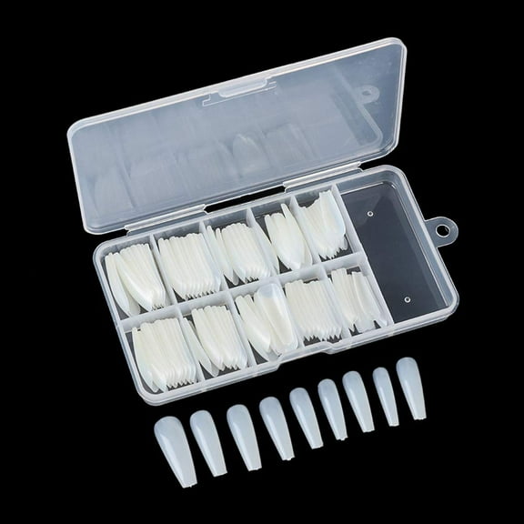 100Pcs Fake Nails Acrylic Nails Full Cover Tips Coffin Manicure Ballerina Uv Gel Acrylic Nail Kit Tools FalseNatural-100pcs