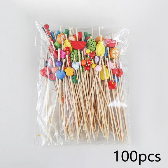 100Pcs Fancy Toothpicks for Fruit Decorative for Drinks Decoration BBQ