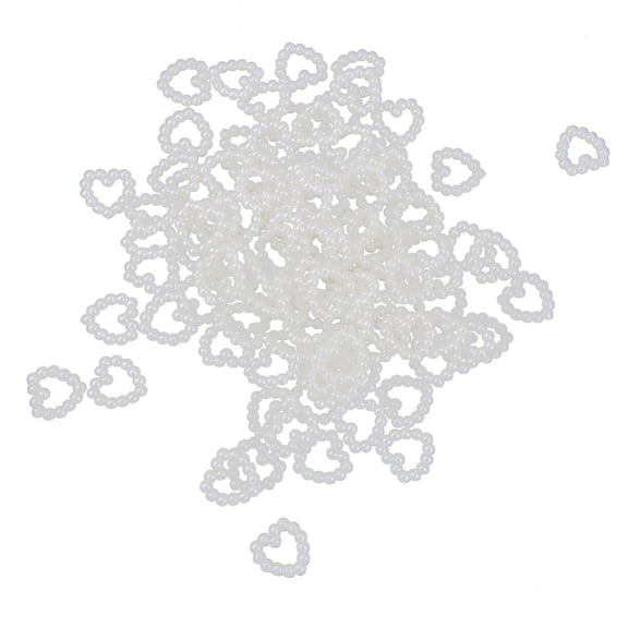 100Pcs Faux Pearl Heart Flatback Beads Cabochons Wedding Decor Card Making