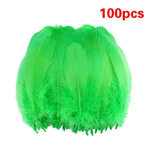 100Pcs Feather,Natural Goose Feathers,Halloween Decoration Goose Nagoire Feathers,Diy Big Goose Feather,Craft Decoration for Wedding,Feather Floating Hair Craft Decoration Wedding Feather,Green
