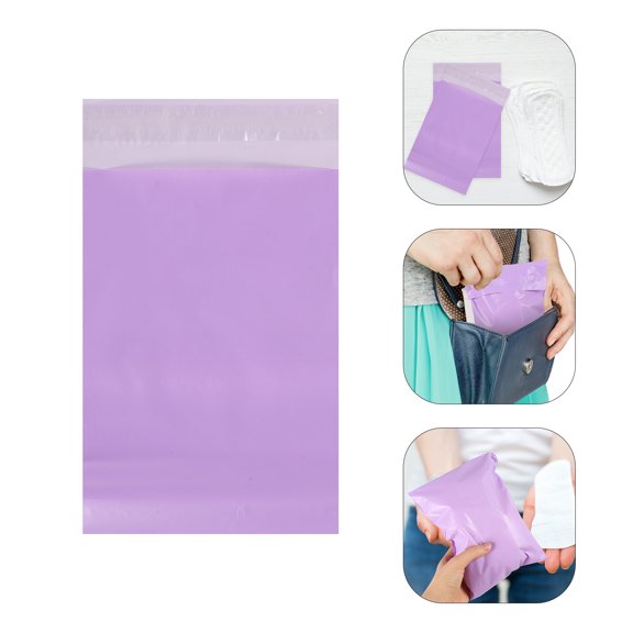 FOLOYORI Self-Seal Sanitary Pouches Purple Plastic for Home Disposal Convenient Use 100Pcs