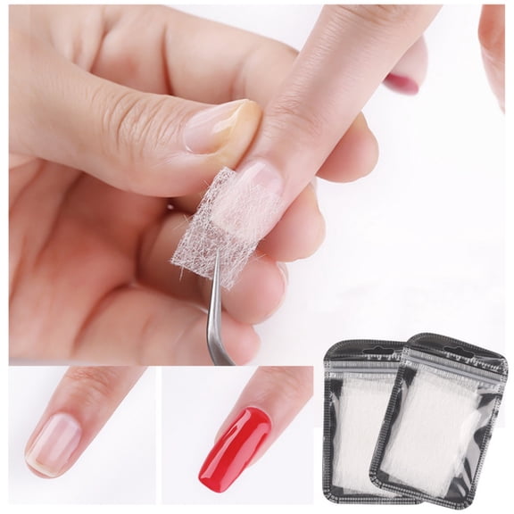 100Pcs Fiberglass Nail Wrap Extension Kit, 3.15" x 1.57" Nails Repair Natural Silk Paper Towels Fiber Wraps for Broken Nail Fix Extender