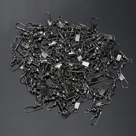 100Pcs Fishing Barrel Swivel Snap Connector Rings Durable Alloy Interlock Snap for Tackle Leader Line Rigging Saltwater Freshwater