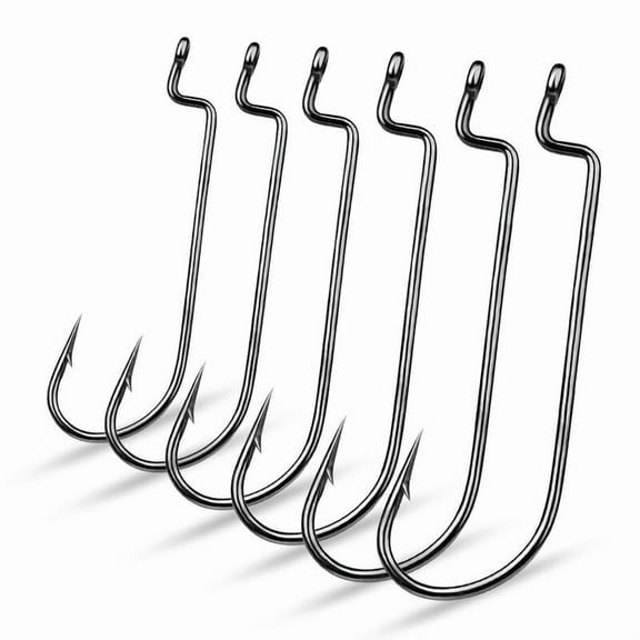 100Pcs Fishing Hooks Soft Plastic Lures Worm Hooks Long Shank Hooks for Bass