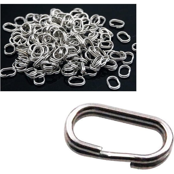 100Pcs Fishing Split Rings Stainless Steel Fishing Oval Split Rings Swivel Snap Carp Fishing Tackle Chain Connector Heavy Duty Split Rings Size Wire Diameter Terminal Tackle and Accessories 0.7mm