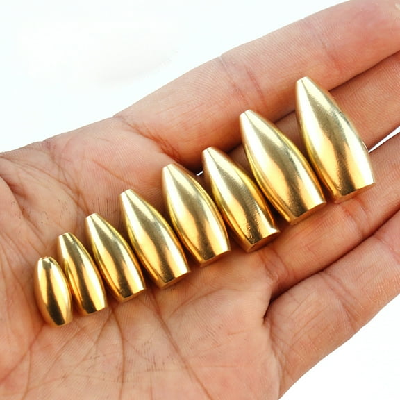 100Pcs Fishing Tungsten Sinkers 3.5g/5g/7g/14g/17g Bullet Shape Thread Gold Copper Brass Weight Tackle Sinking lure Accessories