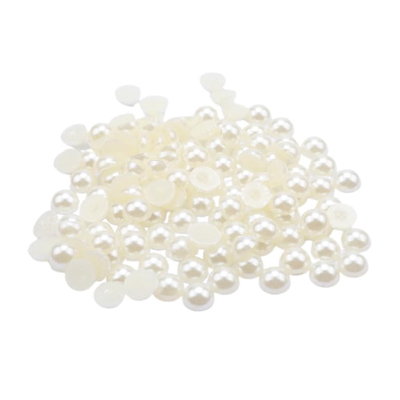 100Pcs Flat Back Half Round Pearl Cabochon Beads Jewelry Making