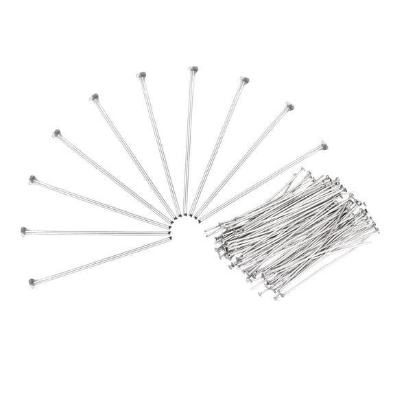 100Pcs Flat Head Pins for Jewelry Making 20mm Stainless Steel Flat Head Pins Jewelry Head Pins 22 Gauge Silver
