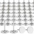 thumbnail image 1 of 100Pcs Flat Head Thumb Tacks for Wall, 0.6" Upholstery Tacks, Decorative Long Push Pins for Office Home Furniture Decor Wooden Photo, Sliver, 1 of 8