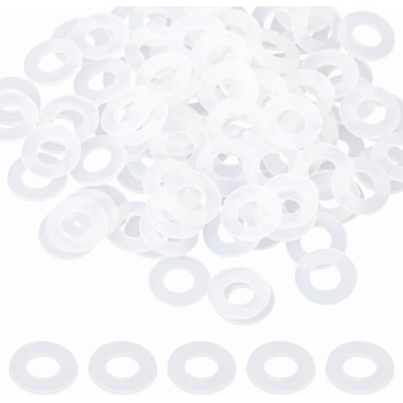 100Pcs Flat Rubber Washers Clear Nylon Washer 10mm OD 4.5mm ID 1mm Thickness Vibration Absorbing Pads Sealing Gasket Replacement Washer Spacers Connections for Faucets Garden Bolts Screws Colorful