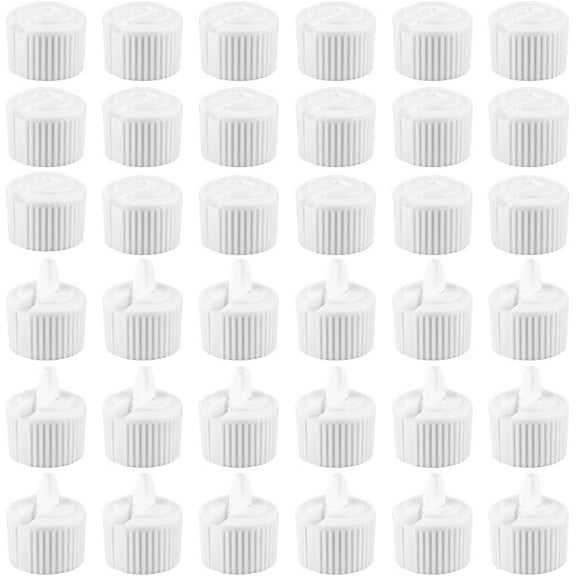 100Pcs Flip Top Dispensing Cap 24/400 White Plastic Bottle Lids Replacement Pour Spout Covers Reusable for Shampoo Moisturizer Control Flow 0.98 Inch ID for diy