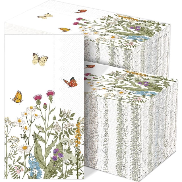 100Pcs Floral Paper Napkins Wildflower Guest Towel Retro Floral ...
