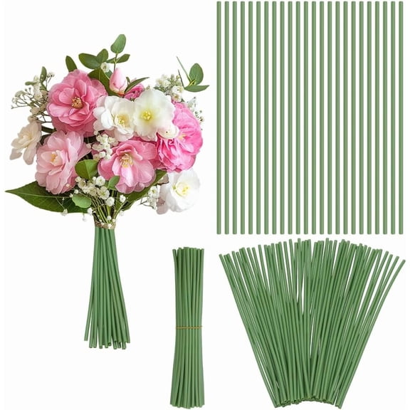 100Pcs Flower Stem Covers 12 Inch Green Tubing Roll Tubes for Bundling Artificial Flowers Simulation Lotus Stem Bouquets Artificial Accessories for DIY Wedding Centerpiece Bouquet