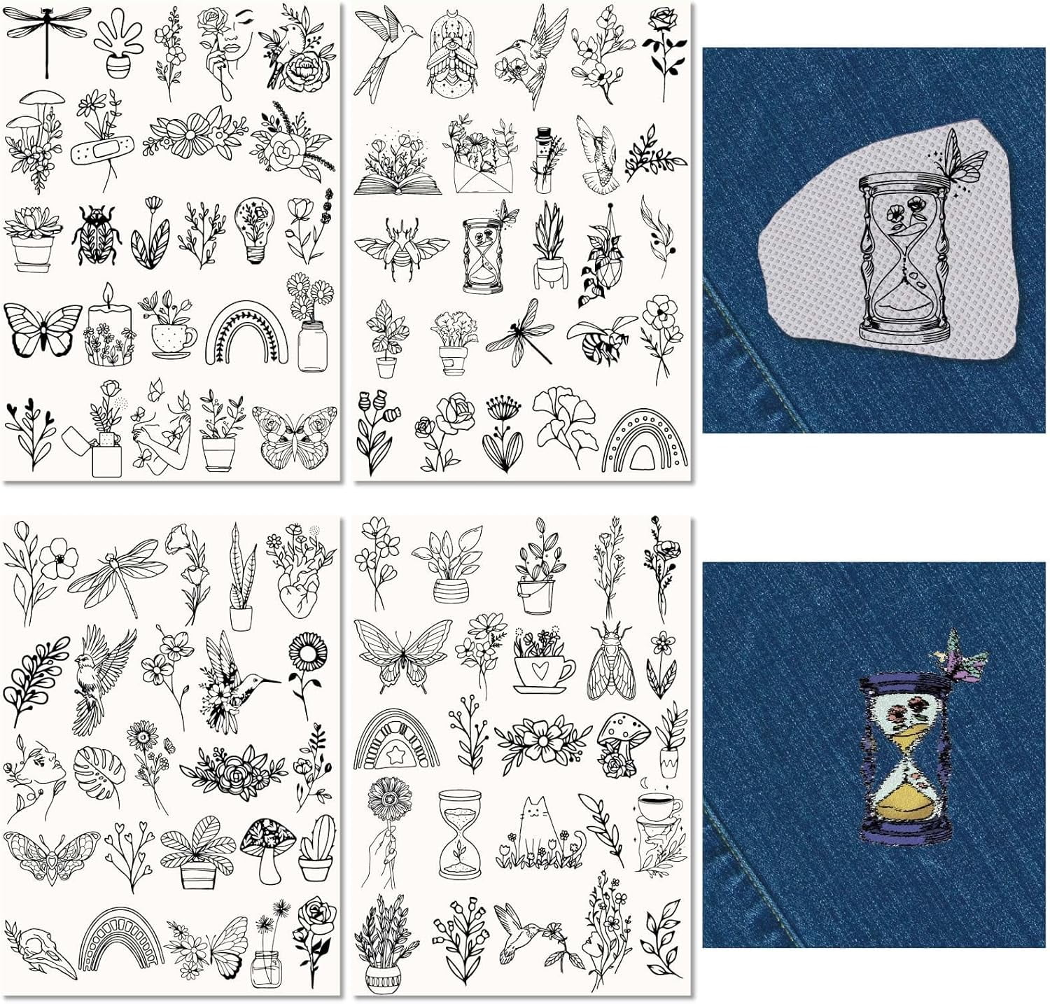 100Pcs Flowers Plants Insect Water Soluble Embroidery Patterns ...