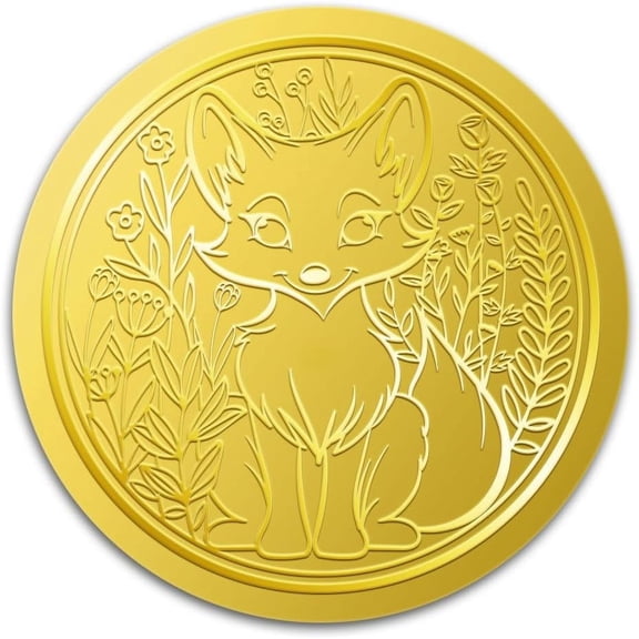 100Pcs Foxes Gold Foil Seal Stickers 2 Inch Gold Animal Envelope Seals Embossed Self Adhesive Seals Sticker Round Gold Labels