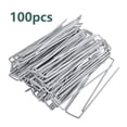 thumbnail image 1 of "100Pcs Galvanized Garden Staples Landscape Ground Nails Stakes Pins Spikes Pegs U-shaped 6"" 11 Gauge Steel Fit for Securing Weed Barrier Fabric Landscape Ground Cover Lawn", 1 of 6