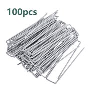 100Pcs Galvanized Garden Staples Landscape Ground Nails Stakes Pins Spikes Pegs U-shaped 6 11 Gauge Steel Fit for Securing Weed Barrier Fabric Landscape Ground Cover Lawn