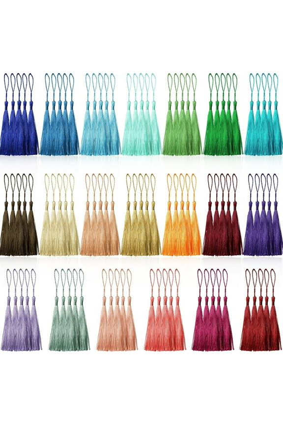100Pcs Gift Tag Tassels,DIY Craft Tassels,Silky Soft Keychain Tassels,Mini Bookmark Tassels,Small Handmade Tassels,for Earring Jewelry Making 5Inch Colorful