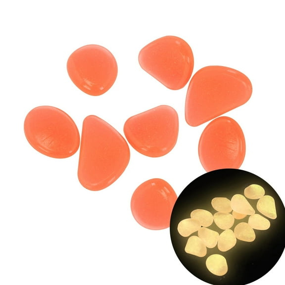 100Pcs Glow in The Dark Pebbles, Luminous Garden Stones for Pathway Aquarium Decor, Solar Powered Night Glow Rocks for Outdoor Landscape Diy Craft Orange2