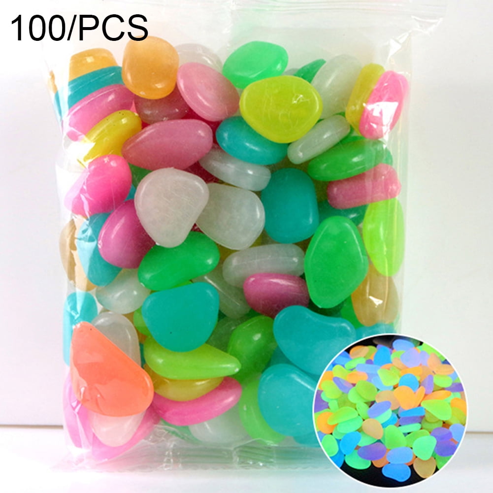 100Pcs Glow in The Dark Garden Pebbles for Walkways Outdoor Decor,Glow ...