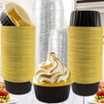 thumbnail image 1 of 100Pcs Gold Aluminum Foil Baking Cups with Lids (50 Cups + 50 Lids), 5oz Mini Dessert Pans, Disposable Cheesecake Molds for Cream Puddings, Tiramisu, Cupcakes, Elegant Party Favor Tins,Black, 1 of 8